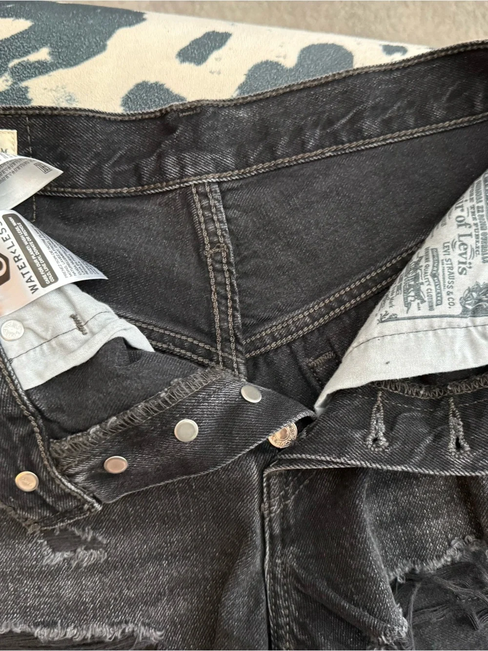 Levi’s Black Distressed Denim Jean Shorts